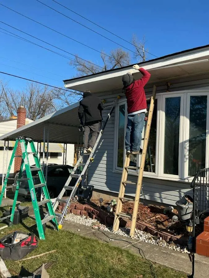 Restoration crew performing exterior repair in Blair